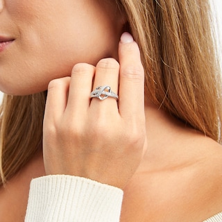 Diamond Accent Triple Heart Ring in Sterling Silver