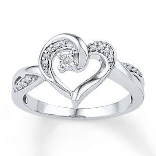 Kay Outlet Diamond Heart Ring 1/20 ct tw Round-cut Sterling Silver
