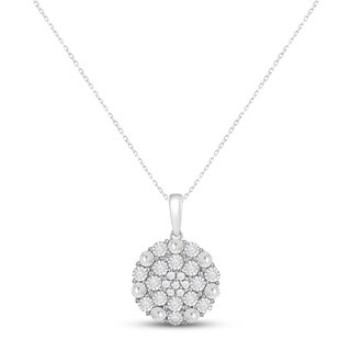 Diamond Flower Locket Necklace 1/4 ct tw Round-cut Sterling Silver 18