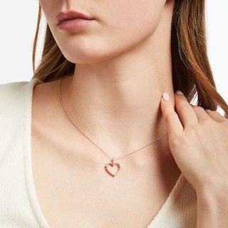 14KT Rose Gold Heart Necklace 0.04 CT. T.W.