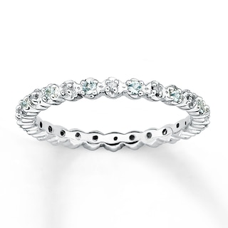 aquamarine ring silver stackable sterling ct jared diamonds tw band kay eternity diamond rings carat kayoutlet