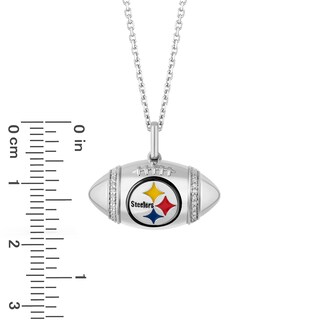 True Fans™ NFL Pittsburgh Steelers 1/10 CT. T.W. Diamond Enamel Disc  Pendant in Sterling Silver and 10K Gold