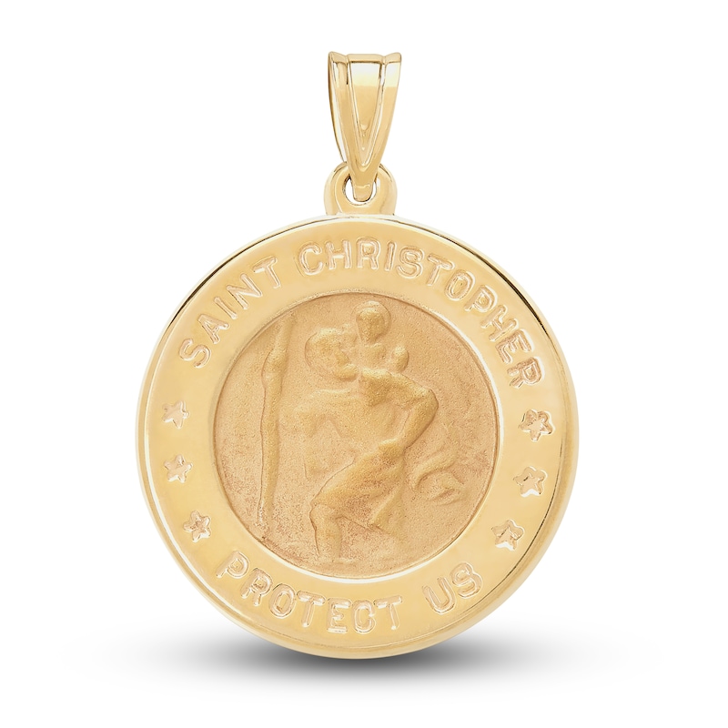 Saint Christopher Medallion Charm 14K Yellow Gold