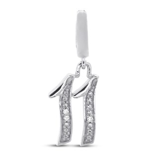 True Definition Number 11 Charm With Diamonds Sterling Silver 