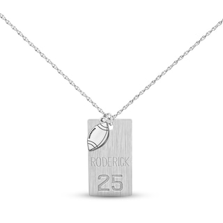 Men's Double Sterling Silver Raised Edge Dog Tag Necklace w/ Bead Chain -  Medium - Sandy Steven Engravers