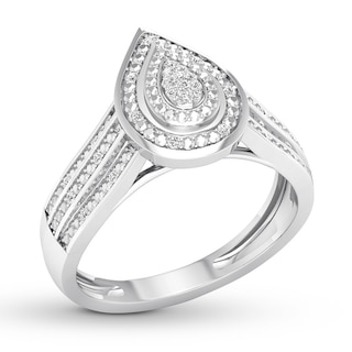 Diamond Teardrop Ring 1 15 Ct Tw Round-cut 10k White Gold 