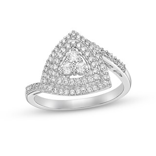 14K White Gold Star Shape Trillion Cut Lab-Created Diamond Wedding Cluster  Ring