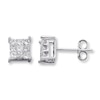 Thumbnail Image 1 of Previously Owned Diamond Earrings 1/3 ct tw Princess-Cut 14K White Gold