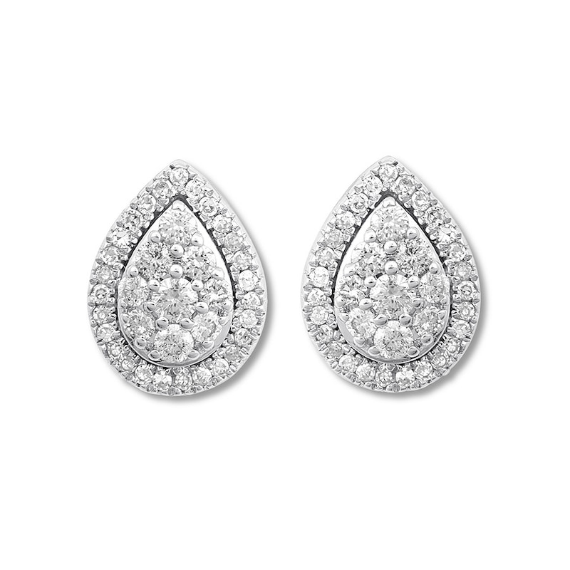 Main Image 2 of Previously Owned Diamond Teardrop Earrings 1/4 ct tw Round-cut 10K White Gold