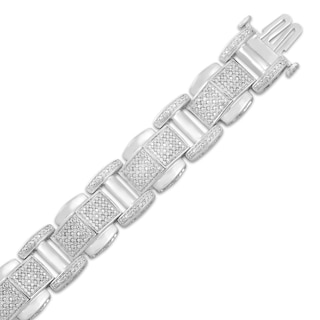 Men's Diamond Angle Curb Bracelet 3 ct tw Round-cut 10K White Gold 8.5