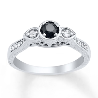 Black Diamond Ring 1-1/4 Carats tw 10K White Gold