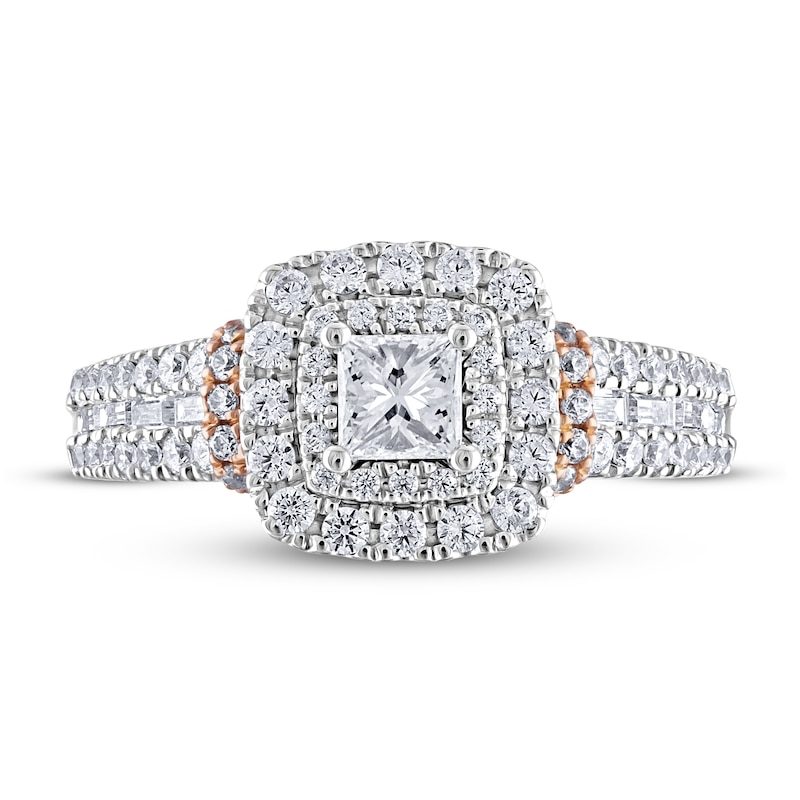 Adrianna Papell Diamond Engagement Ring 1 ct tw Princess, Baguette & Round-cut 14K Two-Tone Gold