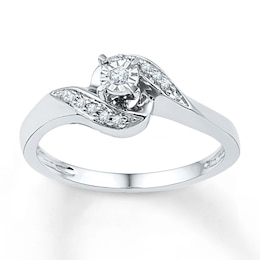 Diamond Bypass Promise Ring 1/10 ct tw Sterling Silver