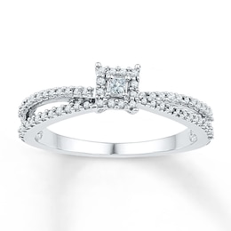 Princess-Cut Diamond Halo Promise Ring 1/4 ct tw 10K White Gold