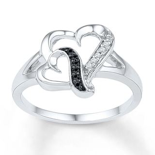 Black/White Diamond Heart Ring 1/20 ct tw Sterling Silver | Kay