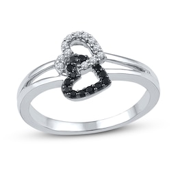 Black/White Diamond Promise Ring 1/6 ct tw Sterling Silver