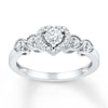 Thumbnail Image 0 of Diamond Heart Halo Promise Ring 1/5 ct tw Sterling Silver