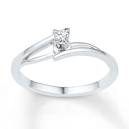 Diamond Solitaire Bypass Promise Ring 1/15 ct tw Sterling Silver