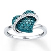 Thumbnail Image 0 of Blue/White Diamond Heart Ring 1/4 ct tw Sterling Silver