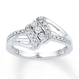 Diamond Crossover Promise Ring 1/10 ct tw Sterling Silver