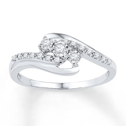 Diamond Three-Stone Bypass Promise Ring 1/10 ct tw Sterling Silver