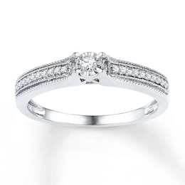 Vintage-Inspired Diamond Promise Ring 1/8 ct tw Sterling Silver