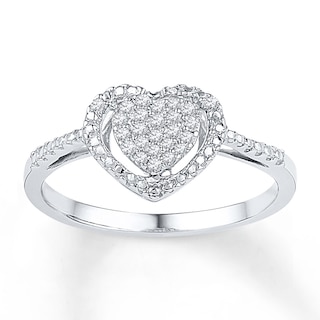 Diamond Heart Ring 1/8 ct tw Round-cut 10K White Gold | Kay