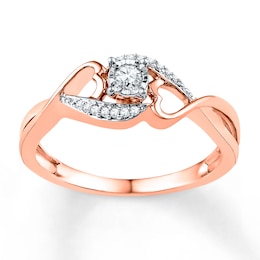 Diamond Heart Sides Promise Ring 1/8 ct tw 10K Rose Gold