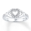 Thumbnail Image 1 of Claddagh Promise Ring 1/8 ct tw Diamonds Sterling Silver