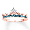 Thumbnail Image 1 of Blue & White Diamonds 1/10 ct tw 10K Rose Gold Crown Ring