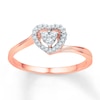 Thumbnail Image 1 of Diamond Heart Halo Bypass Promise Ring 1/6 ct tw 10K Rose Gold