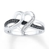 Thumbnail Image 1 of Black & White Diamond Heart Ring 1/10 ct tw Sterling Silver