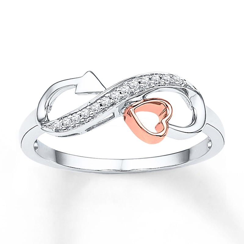 Main Image 1 of Infinity Ring 1/20 ct tw Diamonds Sterling Silver & 10K Rose Gold