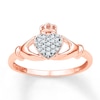 Thumbnail Image 0 of Diamond Claddagh Promise Ring 1/10 ct tw Round-cut 10K Rose Gold