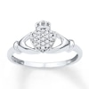 Thumbnail Image 1 of Diamond Claddagh Promise Ring 1/10 ct tw 10K White Gold