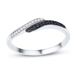 Diamond Ring 1/10 ct tw Black & White 10K White Gold