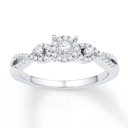 Diamond Three-Stone Promise Ring 1/4 ct tw 10K White Gold