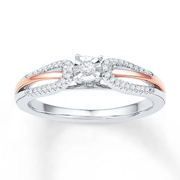 Promise Ring 1/6 ct tw Diamonds Sterling Silver & 10K Rose Gold