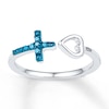 Thumbnail Image 1 of Midi Cross Ring Blue Diamond Accents Sterling Silver