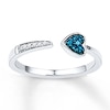 Thumbnail Image 1 of Midi Heart Ring Blue/White Diamonds Sterling Silver