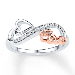 Love Infinity Ring 1/15 ct tw Diamonds Sterling Silver & 10K Rose Gold