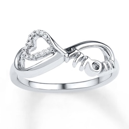 Mom Infinity Ring 1/20 ct tw Diamonds Sterling Silver