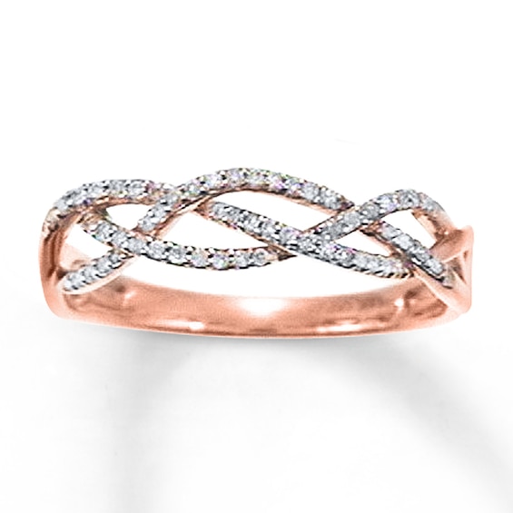 Diamond Braided Ring 1/6 ct tw Round-cut 10K Rose Gold | Kay