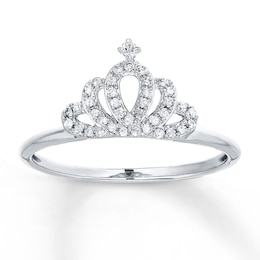 Crown Ring 1/8 ct tw Diamonds 10K White Gold