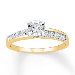 Diamond Asymmetric Promise Ring 1/2 ct tw 10K Yellow Gold