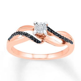 Black & White Diamond Promise Ring 1/6 ct tw 10K Two-Tone Gold