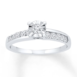 Diamond Asymmetric Promise Ring 1/2 ct tw 10K White Gold