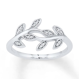 Leafy Vine Ring 1/20 ct tw Diamonds Sterling Silver