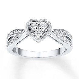 Heart Promise Ring Diamond Accents 10K White Gold