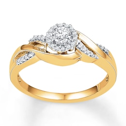 Diamond Halo Promise Ring 1/6 ct tw 10K Yellow Gold